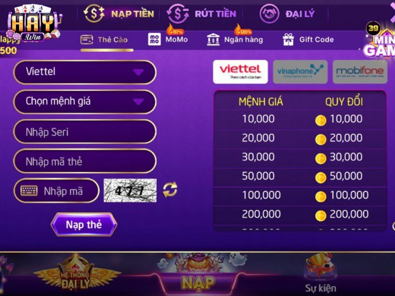 Điền thông tin nạp tiền trên form yêu cầu