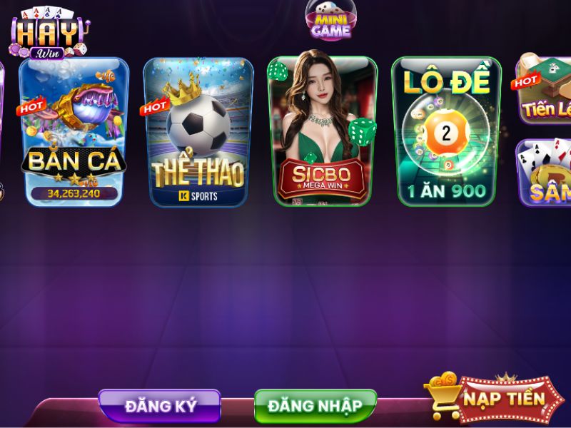 Truy cập mục Nạp tiền trên giao diện chính