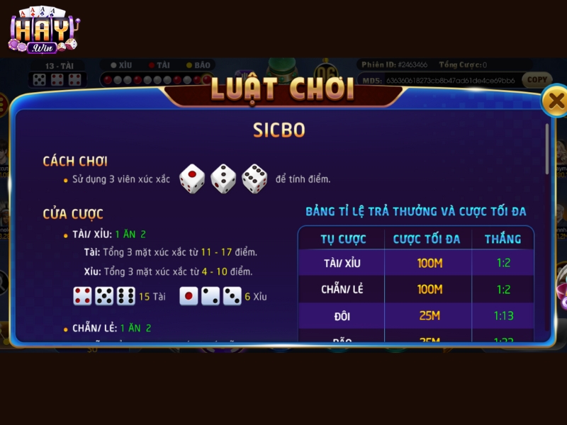 Hướng dẫn cơ bản cách chơi Sicbo cho anh em