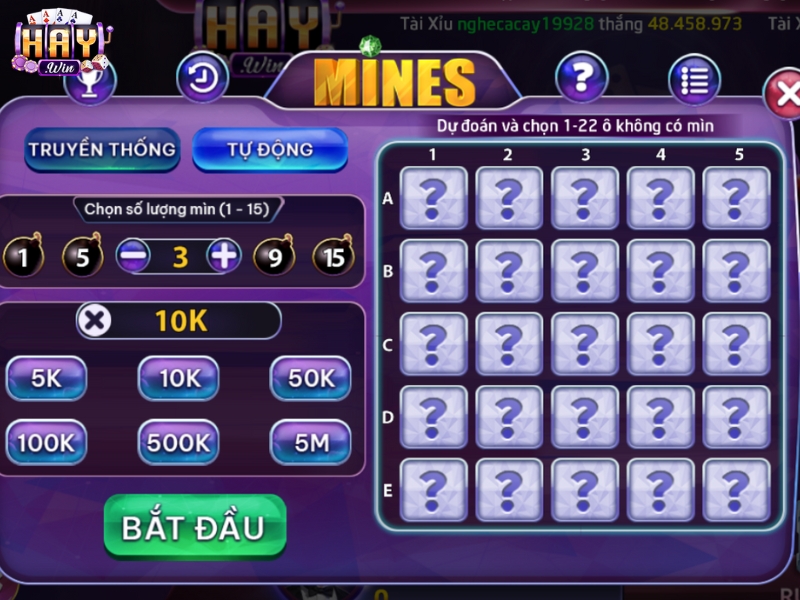 Tựa game nổ hũ Mines được nhiều anh em yêu thích 